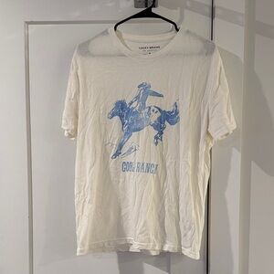 Lucky Brand White Short-Sleeve Tee with Blue Rodeo Graphic